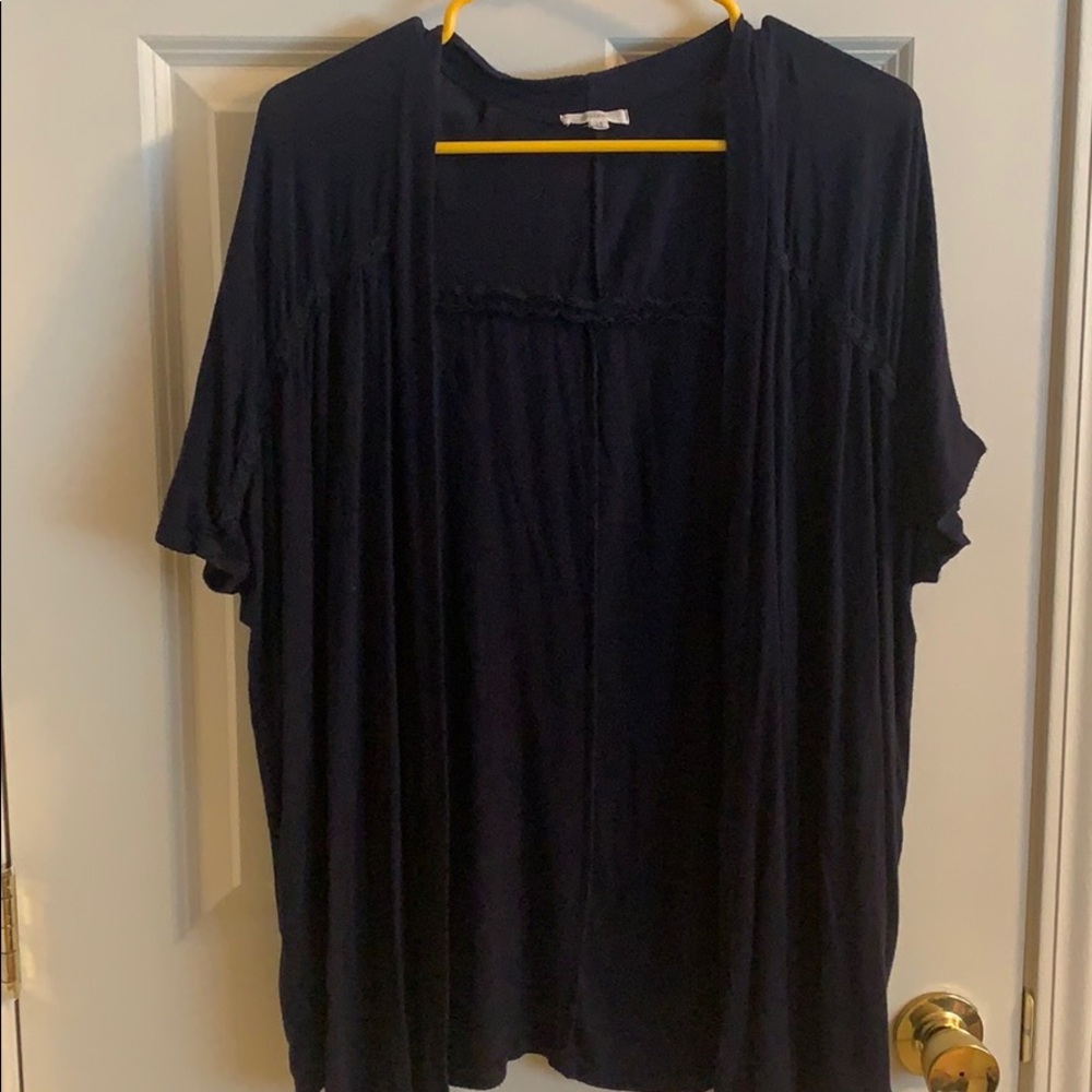 DARK BLUE SHORT SLEEVE CARDIGAN